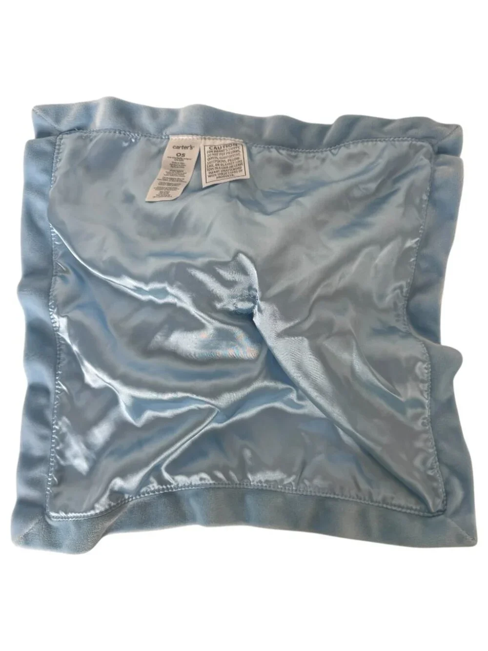 Carters Blue Elephant Lovey‎ Baby Security Blanket Plush Toy Satin Back Rattle
